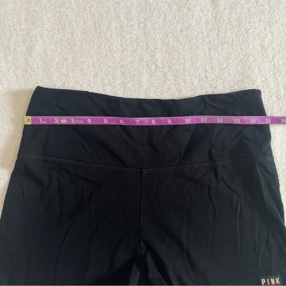 PINK Victorias Secret Women LARGE Spandex Shorts Black High Waisted Glitter Logo - Picture 7 of 8